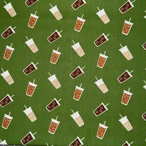 Iced Coffee Cotton Fabric by Quilter's Showcase in Green - 1/2 Yard